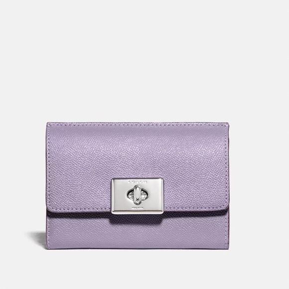 Coach Handbags - COACH Lavender Cassidy Turnlock Medium Wallet